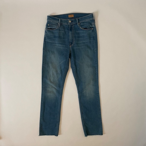 MOTHER Mid Rise Dazzler Ankle Fray Jeans Birds of Paradise Blue Denim Size 27 - Picture 4 of 12